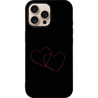 Coque iPhone 16 Pro Max - Silicone rigide noir Valentine 2023 attached heart