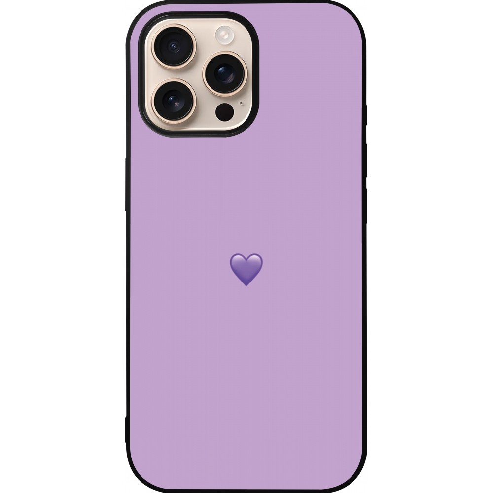 Coque iPhone 16 Pro Max - Silicone rigide noir Valentine 2023 purpule single heart