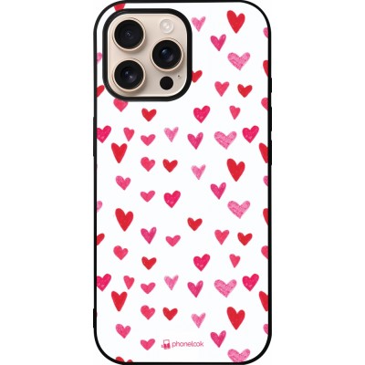 Coque iPhone 16 Pro Max - Silicone rigide noir Valentine 2022 Many pink hearts