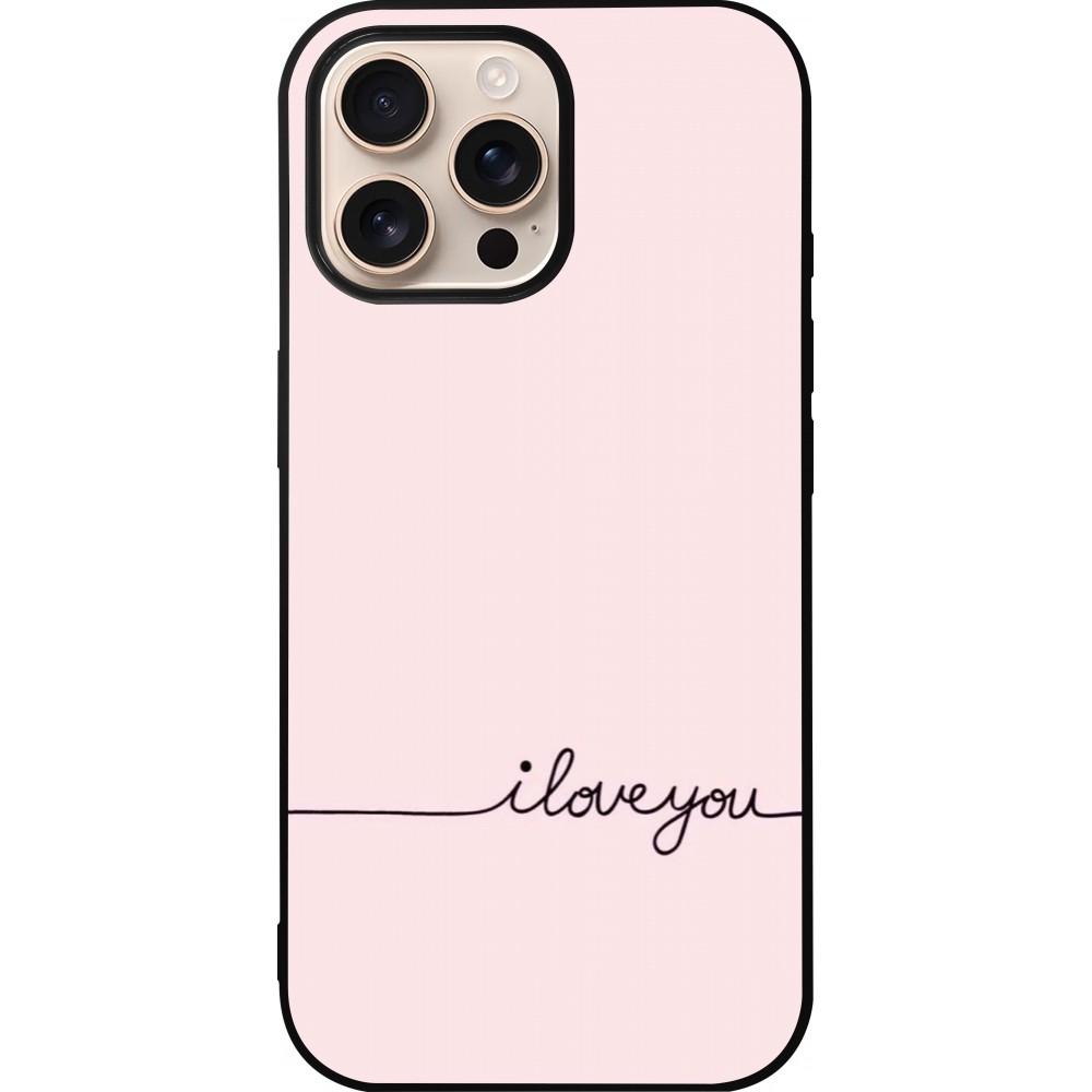 Coque iPhone 16 Pro Max - Silicone rigide noir Valentine 2023 i love you writing