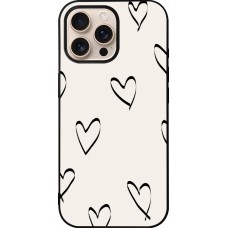 Coque iPhone 16 Pro Max - Silicone rigide noir Valentine 2023 minimalist hearts