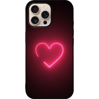 Coque iPhone 16 Pro Max - Silicone rigide noir Valentine 2023 single neon heart