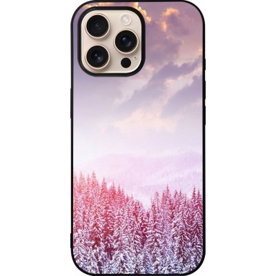 Coque iPhone 16 Pro Max - Silicone rigide noir Winter 22 Pink Forest