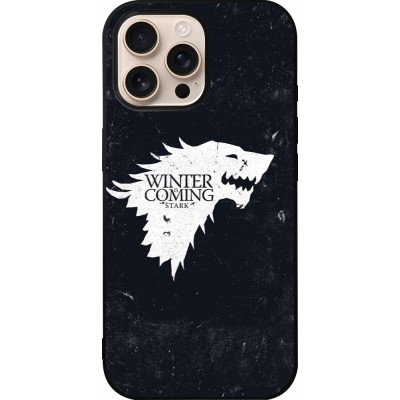 Coque iPhone 16 Pro Max - Silicone rigide noir Winter is coming Stark