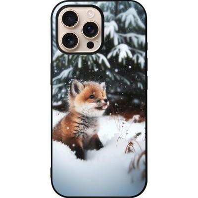 Coque iPhone 16 Pro Max - Silicone rigide noir Noël 2023 Renardeau sapin