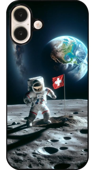 iPhone 16 Plus Case Hülle - Astro Schweiz auf dem Mond