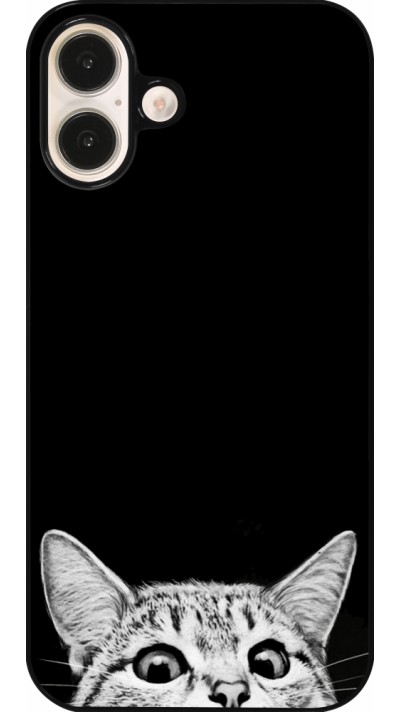 Coque iPhone 16 Plus - Cat Looking Up Black