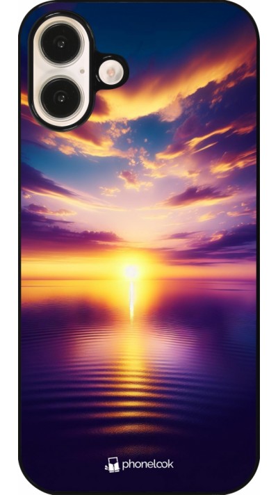 Coque iPhone 16 Plus - Coucher soleil jaune violet