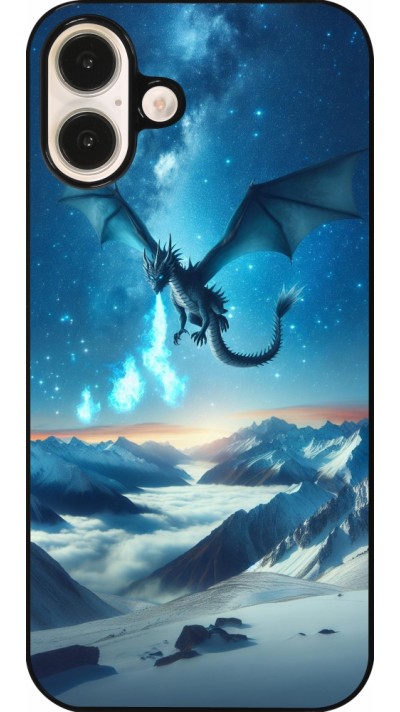 Coque iPhone 16 Plus - Dragon nocturne montagne