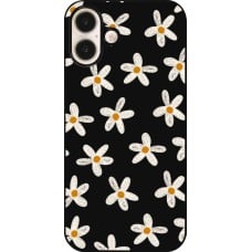 Coque iPhone 16 Plus - Easter 2024 white on black flower