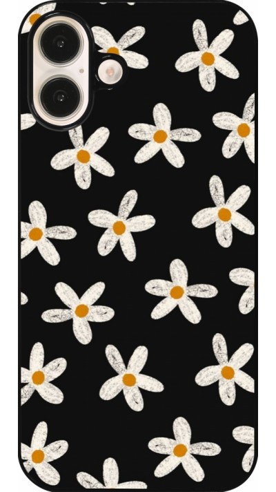 Coque iPhone 16 Plus - Easter 2024 white on black flower