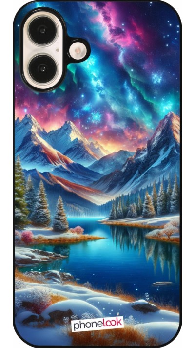 Coque iPhone 16 Plus - Fantasy Mountain Lake Sky Stars