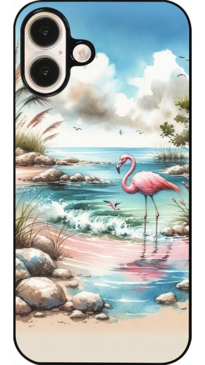 Coque iPhone 16 Plus - Flamant rose aquarelle