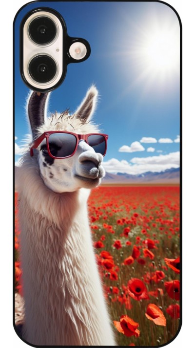 Coque iPhone 16 Plus - Lama Chic en Coquelicot