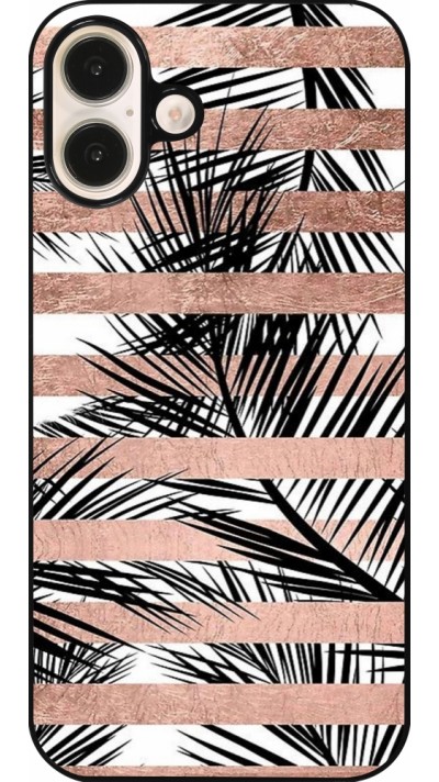 iPhone 16 Plus Case Hülle - Palm trees gold stripes