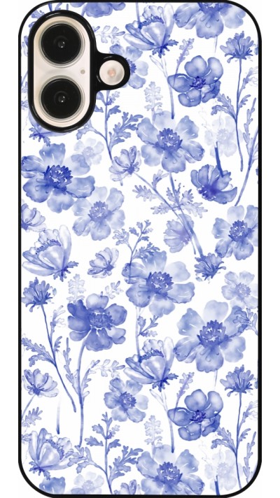 Coque iPhone 16 Plus - Spring 23 watercolor blue flowers