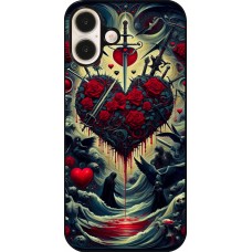 Coque iPhone 16 Plus - Dark Love Coeur Sang