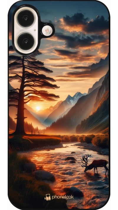 Coque iPhone 16 Plus - Valley Sunset Deer Tree