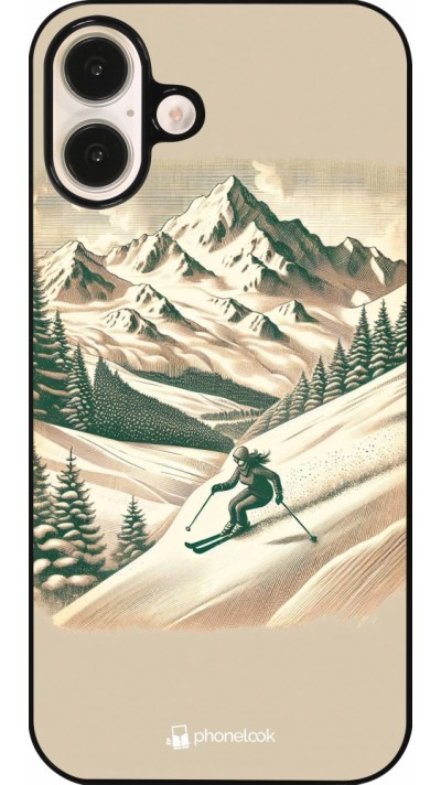 Coque iPhone 16 Plus - Vintage Ski Mountain