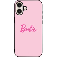 Coque iPhone 16 Plus - Silicone rigide noir Barbie Text