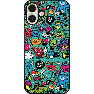 Coque iPhone 16 Plus - Silicone rigide noir Cartoons old school