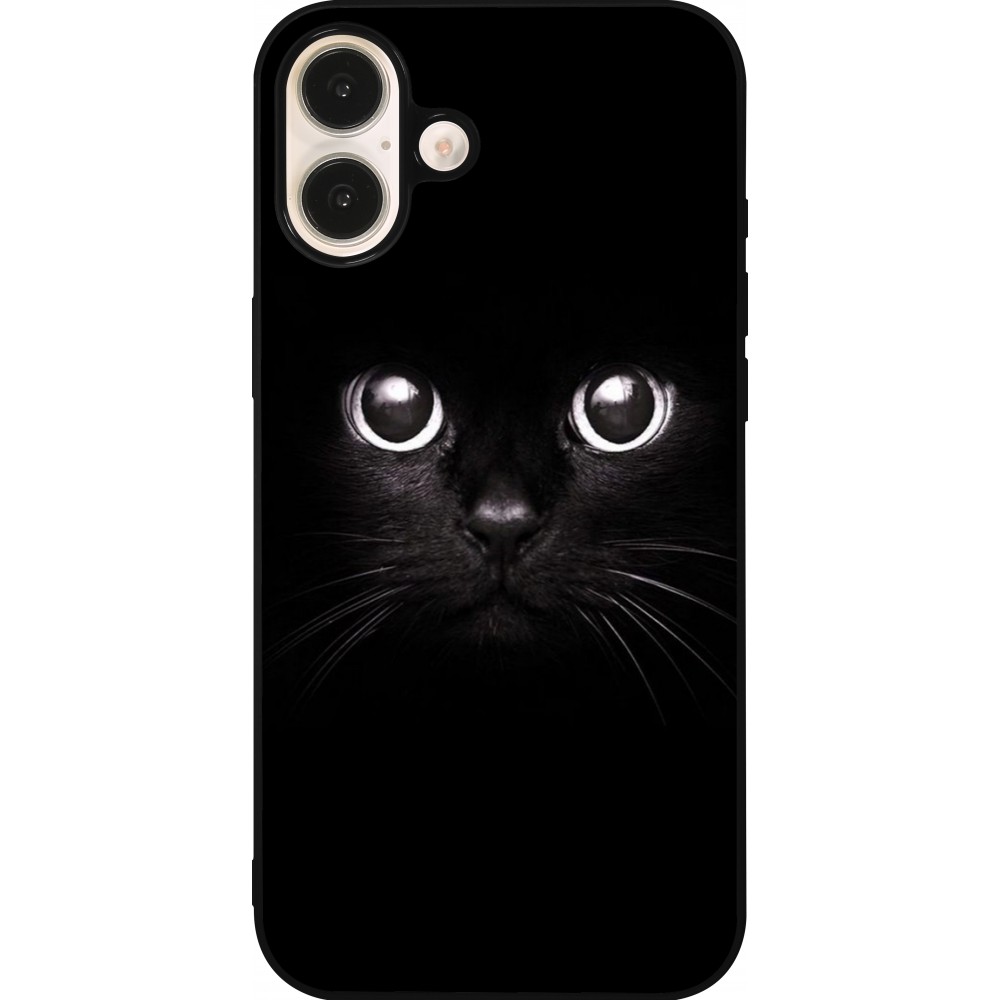 Coque iPhone 16 Plus - Silicone rigide noir Cat eyes