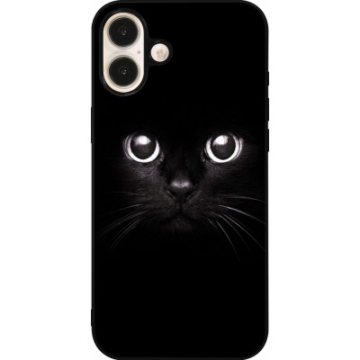 Coque iPhone 16 Plus - Silicone rigide noir Cat eyes