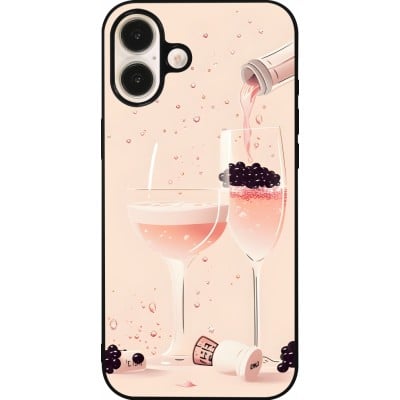 Coque iPhone 16 Plus - Silicone rigide noir Champagne Pouring Pink