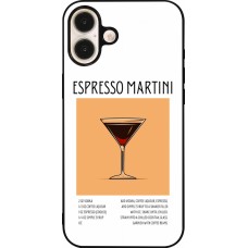 Coque iPhone 16 Plus - Silicone rigide noir Cocktail recette Espresso Martini