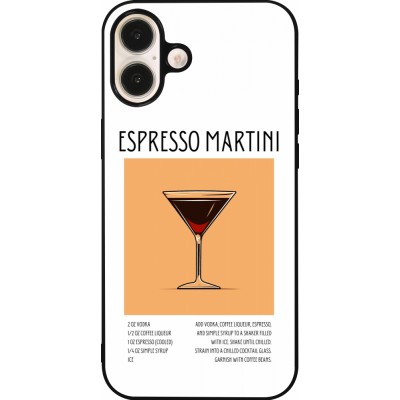 Coque iPhone 16 Plus - Silicone rigide noir Cocktail recette Espresso Martini