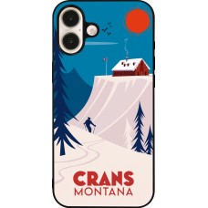 Coque iPhone 16 Plus - Silicone rigide noir Crans-Montana Cabane