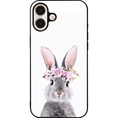 Coque iPhone 16 Plus - Silicone rigide noir Easter 2023 flower bunny