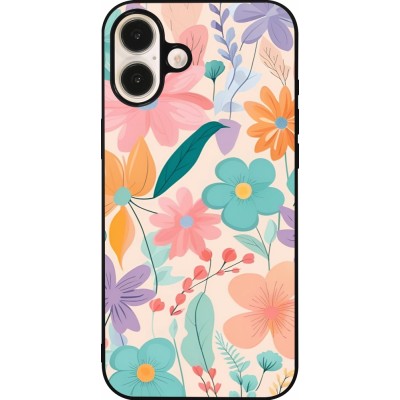 Coque iPhone 16 Plus - Silicone rigide noir Easter 2024 spring flowers