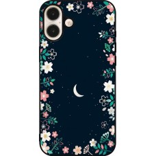 Coque iPhone 16 Plus - Silicone rigide noir Flowers space