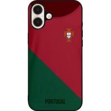 Coque iPhone 16 Plus - Silicone rigide noir Maillot de football Portugal 2022