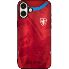 Coque iPhone 16 Plus - Silicone rigide noir Maillot de football République Tchèque personnalisable