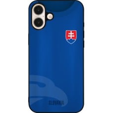 Coque iPhone 16 Plus - Silicone rigide noir Maillot de football Slovaquie