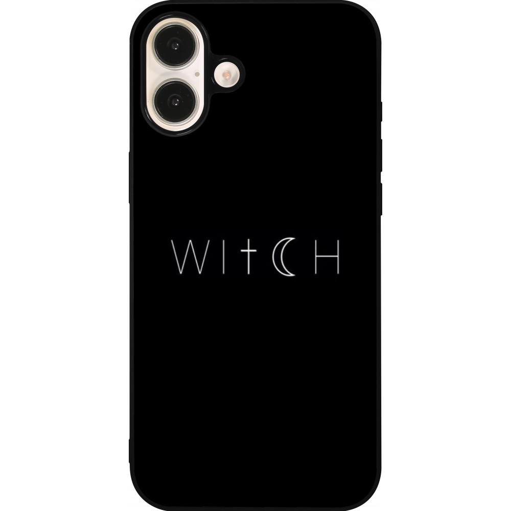 Coque iPhone 16 Plus - Silicone rigide noir Halloween 22 witch word