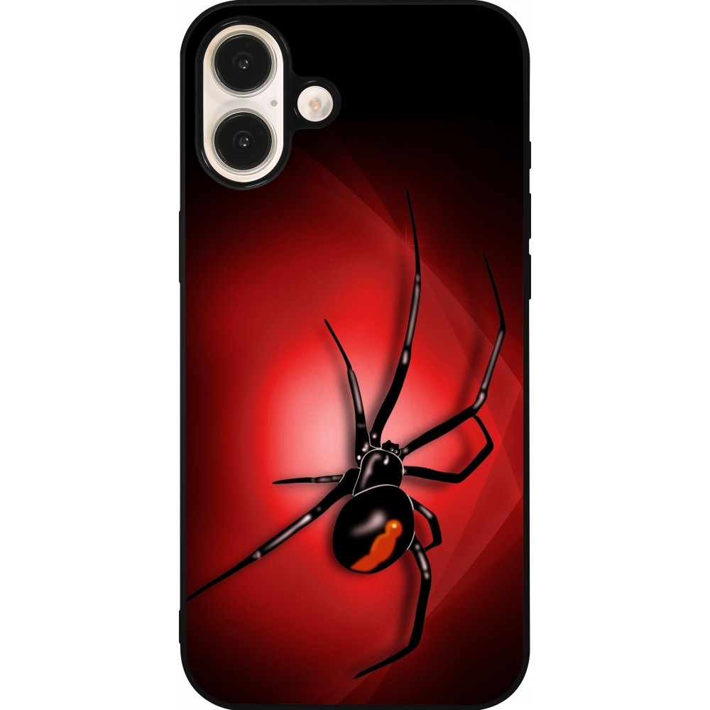 Coque iPhone 16 Plus - Silicone rigide noir Halloween 2023 spider black widow