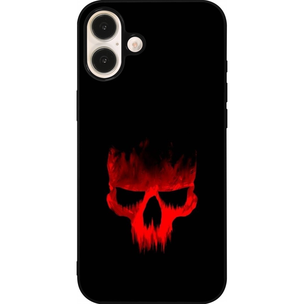 Coque iPhone 16 Plus - Silicone rigide noir Halloween 2023 scary skull