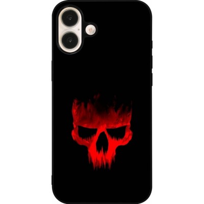 Coque iPhone 16 Plus - Silicone rigide noir Halloween 2023 scary skull