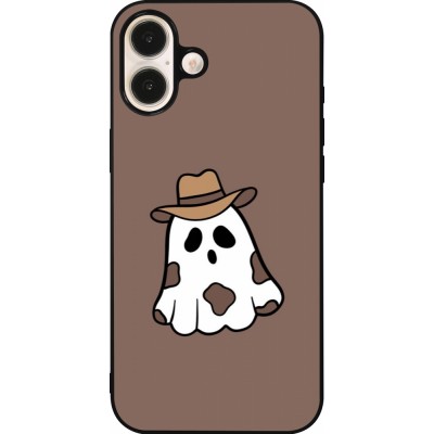 Coque iPhone 16 Plus - Silicone rigide noir Halloween 2024 cowboy ghost