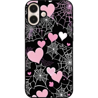 Coque iPhone 16 Plus - Silicone rigide noir Halloween 2024 girly