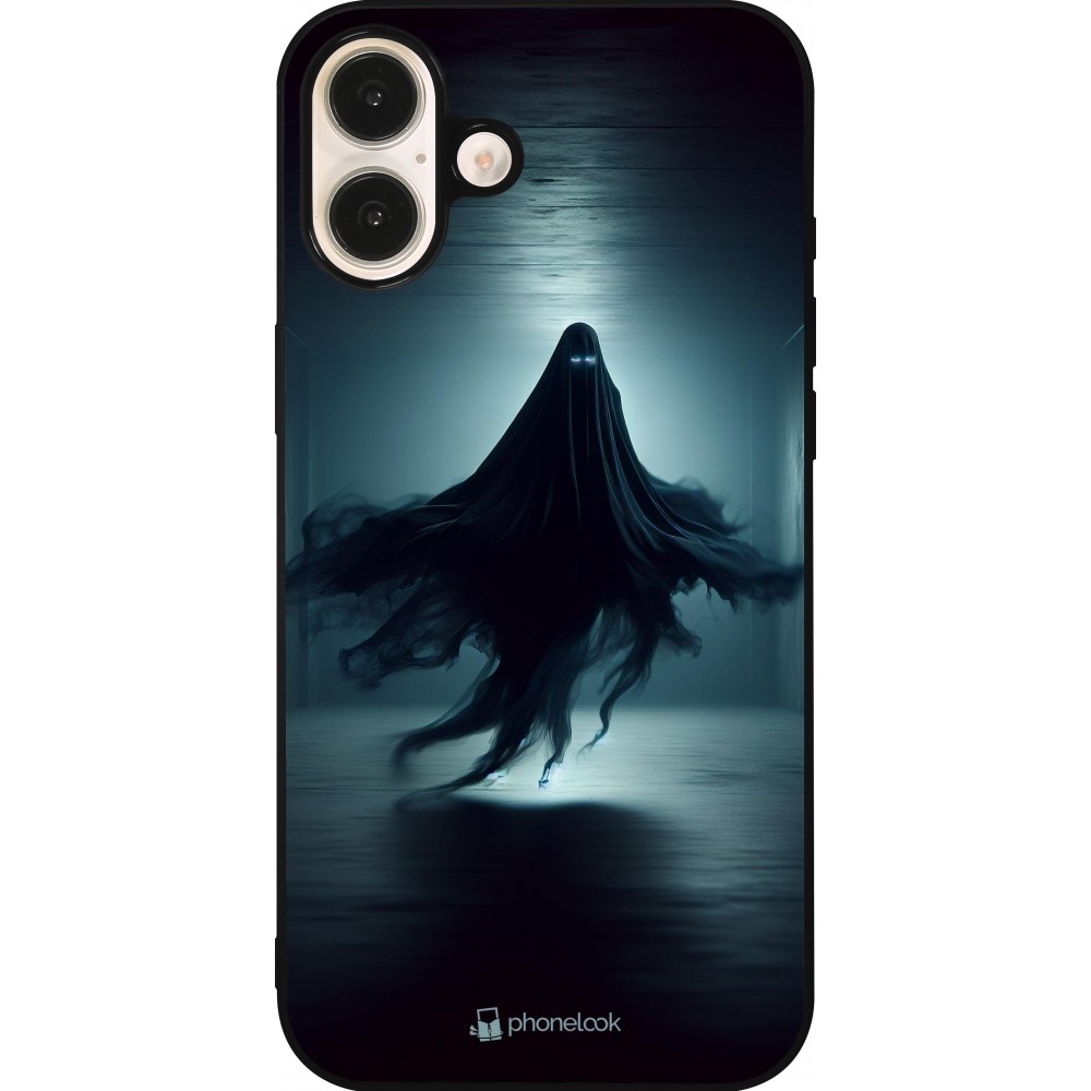 Coque iPhone 16 Plus - Silicone rigide noir Halloween 2024 Spectral Shadow