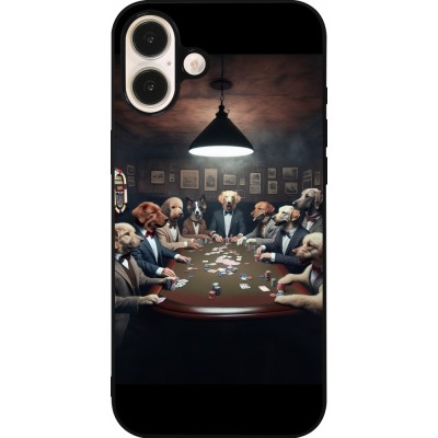 Coque iPhone 16 Plus - Silicone rigide noir Les pokerdogs