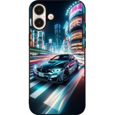 Coque iPhone 16 Plus - Silicone rigide noir BMW M4 Tokyo Night