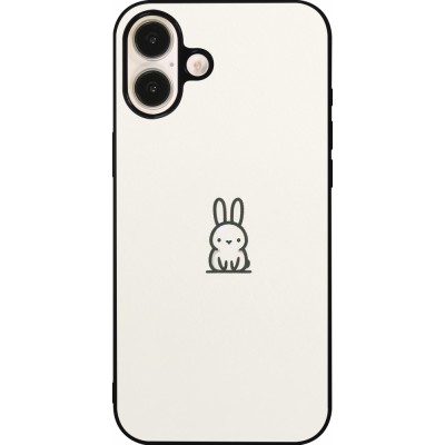 Coque iPhone 16 Plus - Silicone rigide noir Minimal bunny cutie