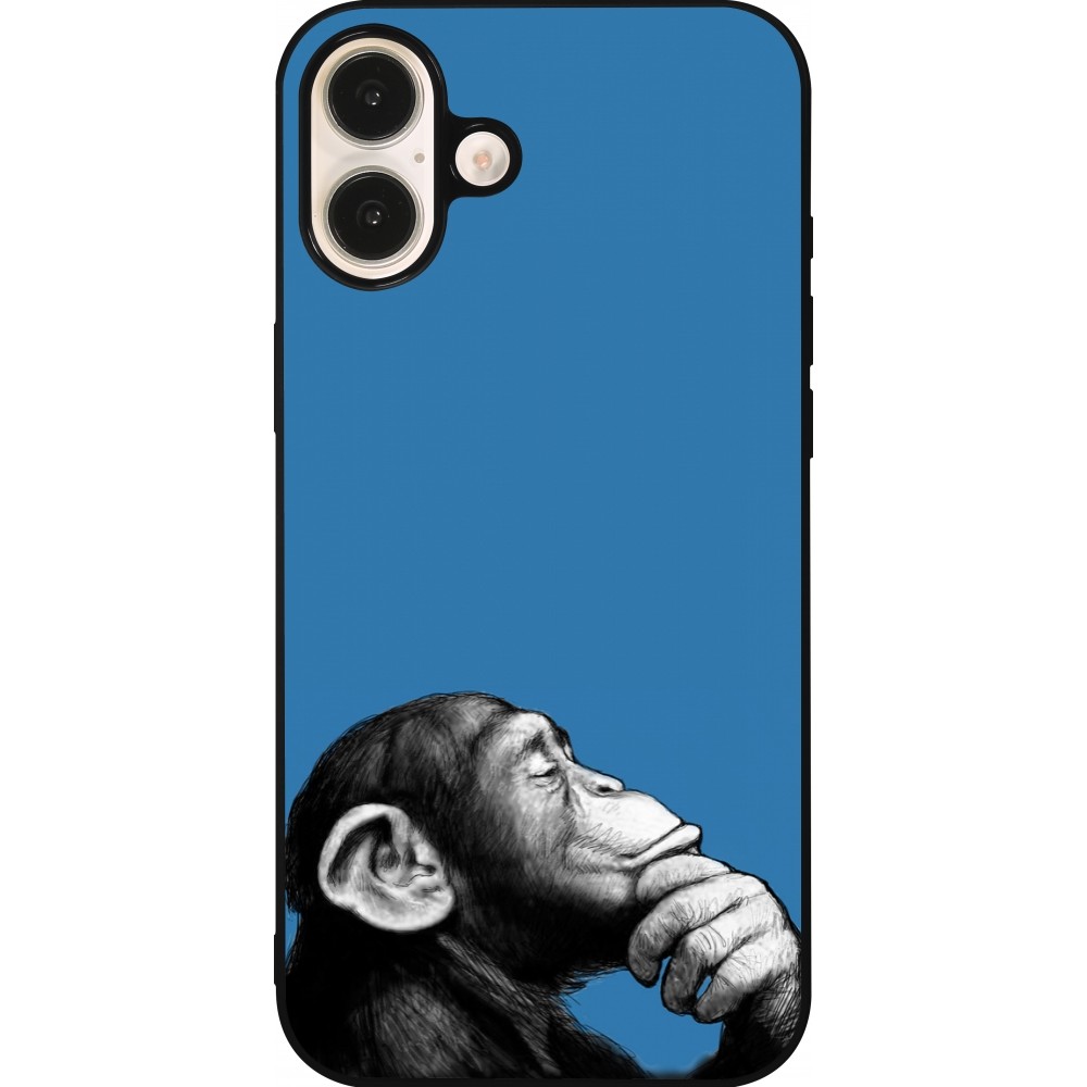 Coque iPhone 16 Plus - Silicone rigide noir Monkey Pop Art