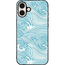 Coque iPhone 16 Plus - Silicone rigide noir Ocean Waves