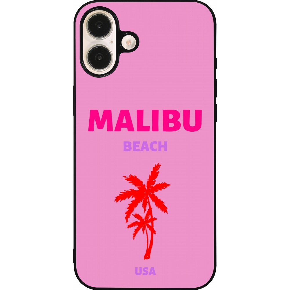 Coque iPhone 16 Plus - Silicone rigide noir Pop Summer Destination Malibu